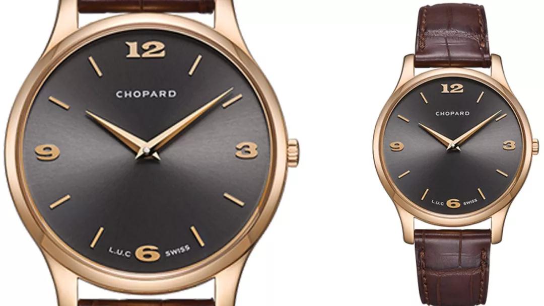 The brown leather strap and dark gray dial sport a distinctive look of gentle style.