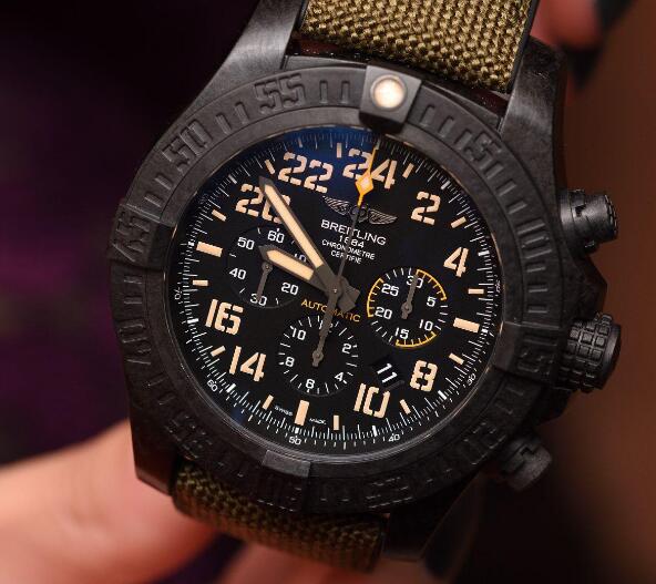 The high-tech material of this Breitling is much lighter than steel or titanium.
